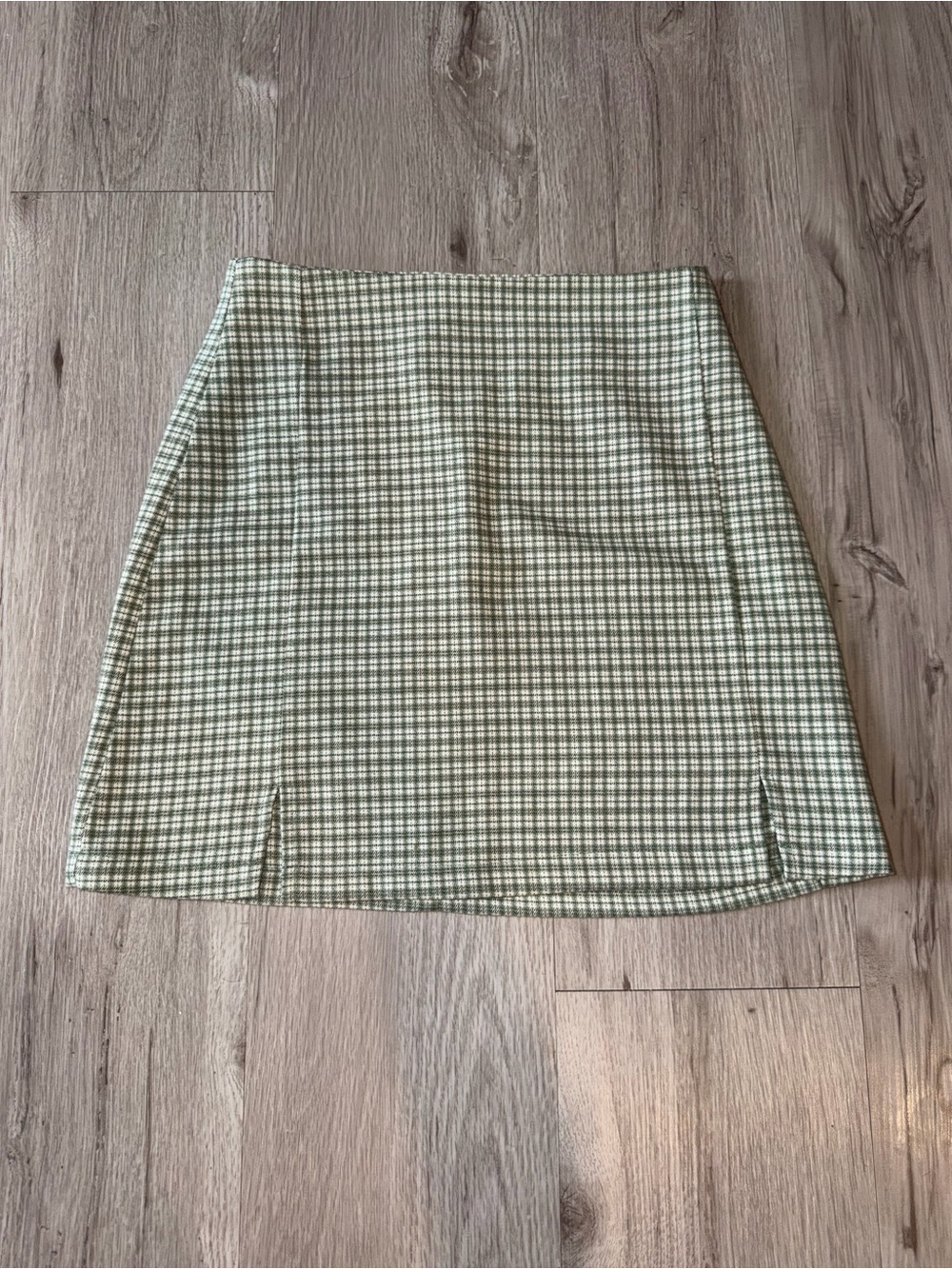 Brandy Melville Sage Green Plaid Mini Skirt